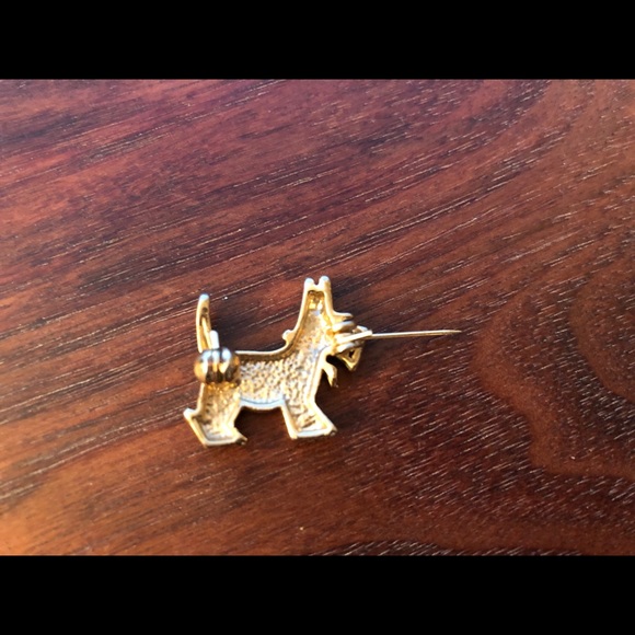 Gold tone & Rhinestone Scottie Dog Pin - Picture 5 of 7